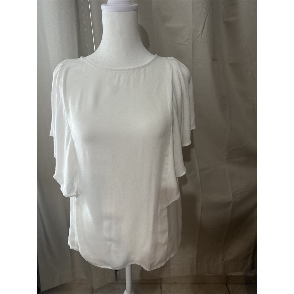 Loft Women's White Rayon Blouse SIZE MEDIUM